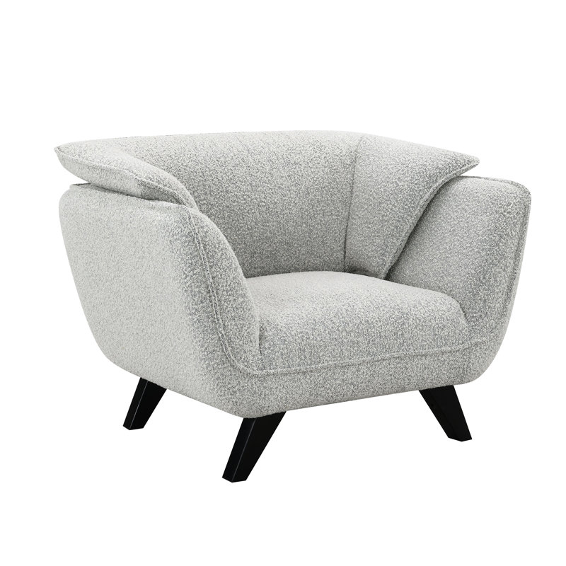 Fauteuil bouclé gris clair Nayeli, Boucle gris clair