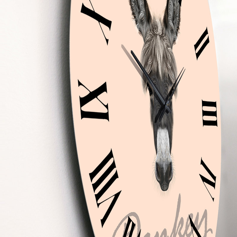 Portrait d'un âne de ferme - horloge murale traditionnelle, Grand