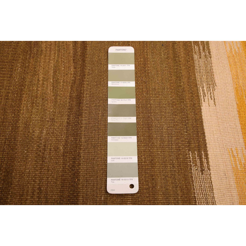 Kilim vert olive Embrey 6 pi 6 po x 9 pi 11 po