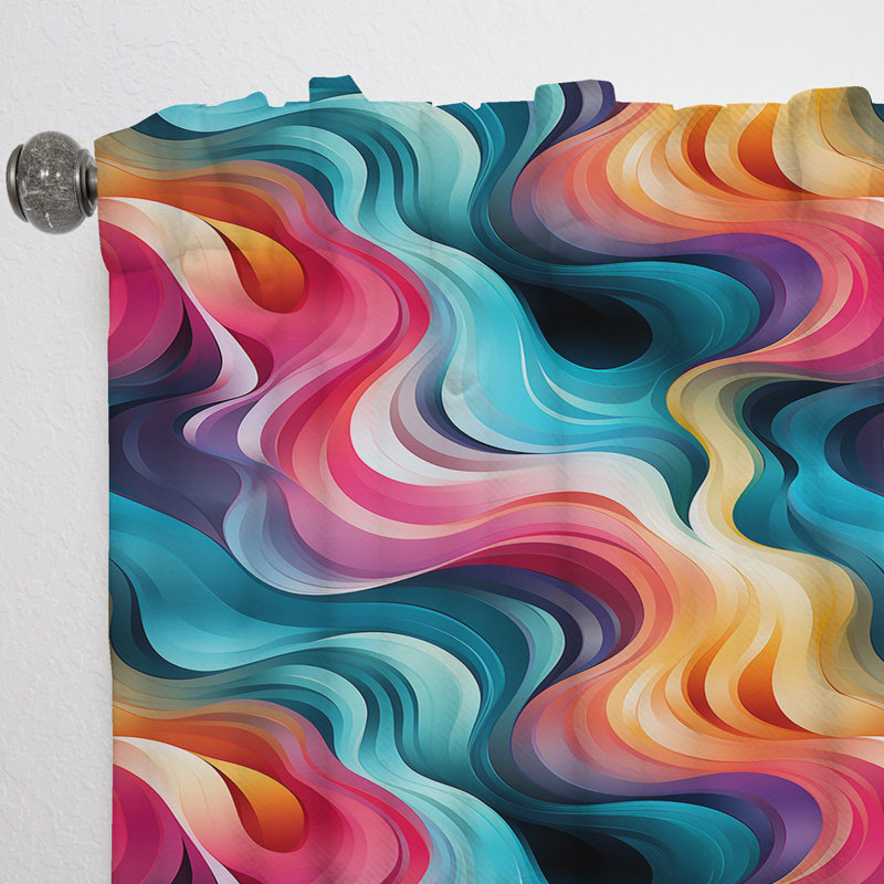 Toile colorée colorée Popart Groovy Gradient - Rideau obscurcissant géométrique abstrait - 1 panneau, L 52 po x L 95 po