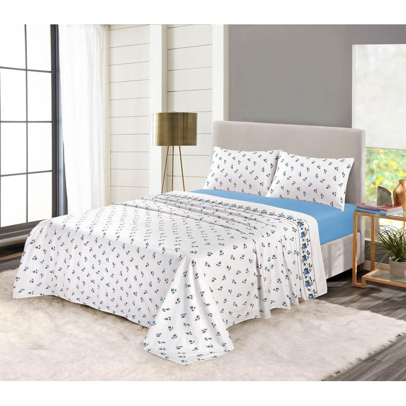 Akikaze Flannel Sheet Set, Blue, Double (4'6)