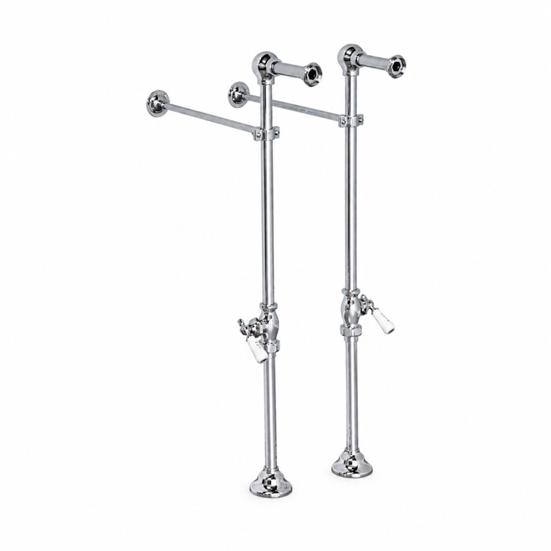 Ensemble de baignoire autoportante pour pieds avec arrêts, Chrome