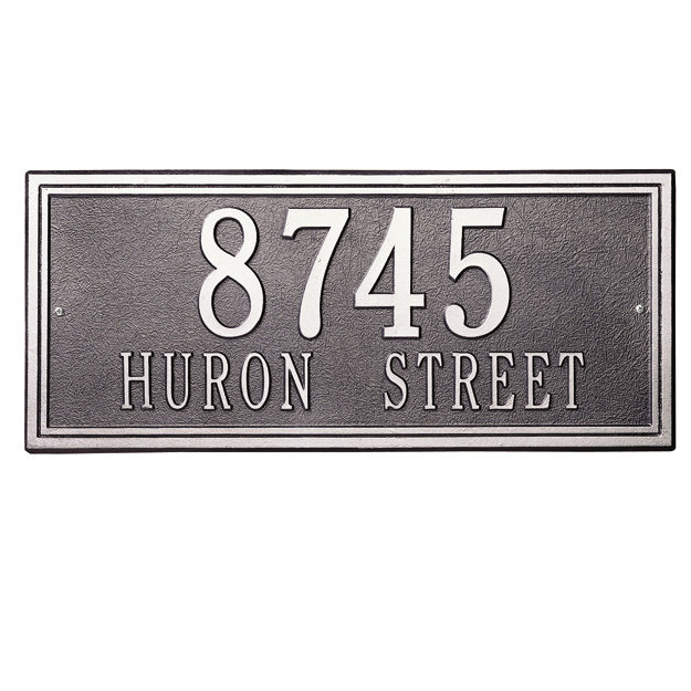 Double Line 2-Line Wall Address Plaque, Pewter/Silver, Yes