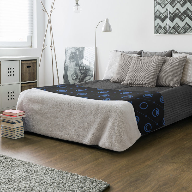 Couverture polaire moon phases, l 60 po x L 80 po, Noir / Bleu