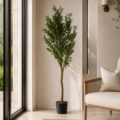 Plastic, Silk Eucalyptus Arrangement in Pot