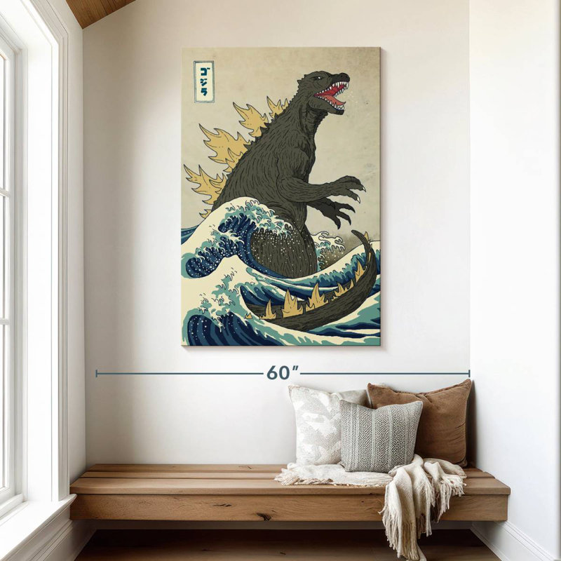 Kelan le grand monstre au large de Kanagawa, H 48 po x l 32 po