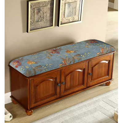 Solid Rubberwood Shoe Cabinet with Seating
