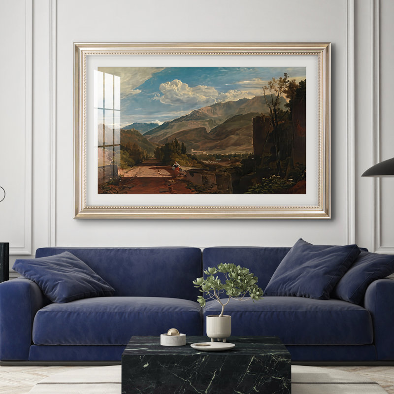 " Bonneville, Savoy " by J.M.W. Turner, 28x40 INNER SIZE, Framed Print with Mat, Pewter Satin