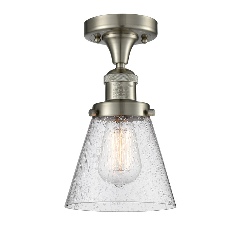 Plafonnier semi-encastré 1 lumière 6,5 po 1 lumière, Nickel satiné brossé