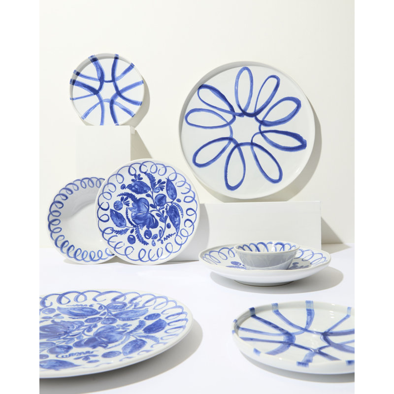 Amalfi Dinner Plate - 10.6", White/Blue