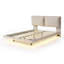 Grand lit plateforme tapissier avec lumière capteur, ports USB et design flottant, lit de chambre moderne et élégant, beige-117370770-117370772
