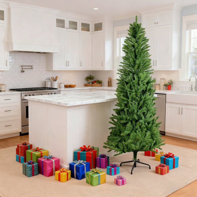 L'arbre de Noël 6 pi avec crayon classique est un arbre de Noël classique en forme de crayon de 72 pouces qui convient à la fois à l'Halloween et à Noël. Il comporte des branches denses pour des décorations de Noël réalistes