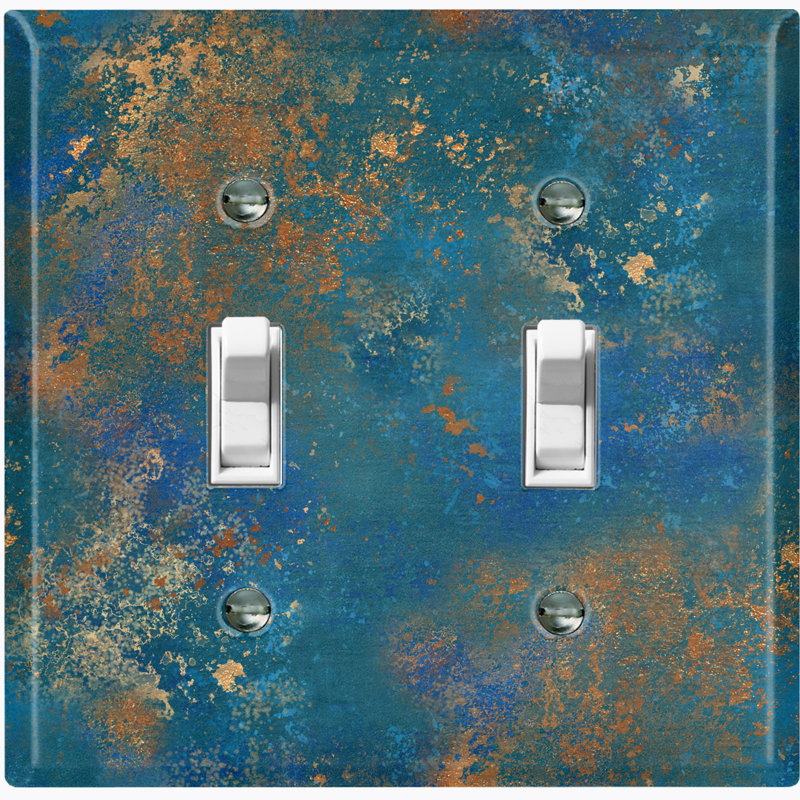 Distressed Patina Copper Print 2 - Gang Toggle Light Switch Standard Wall Plate