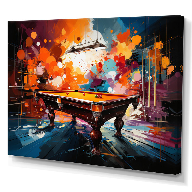 Billard Vibrant Break I - Billiards Wall Art, Wrapped Canvas, 16" H x 32" W x 1" D