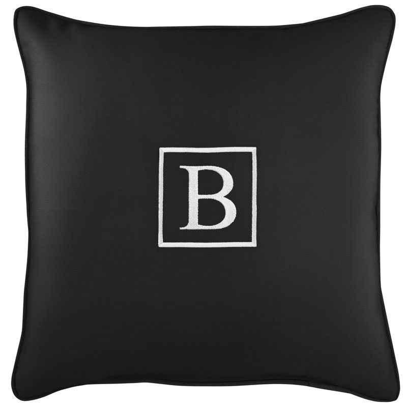 Kettil Embroidered Sunbrella® Outdoor Throw Pillow, Black, B
