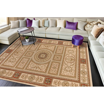 Tapis de zone ivoire oriental Merujhan