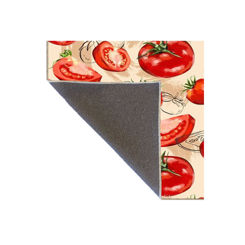 Tapis tissé lavable à motif de tomates rouges, Sous-tapis carré 4 pi 11 po inclus