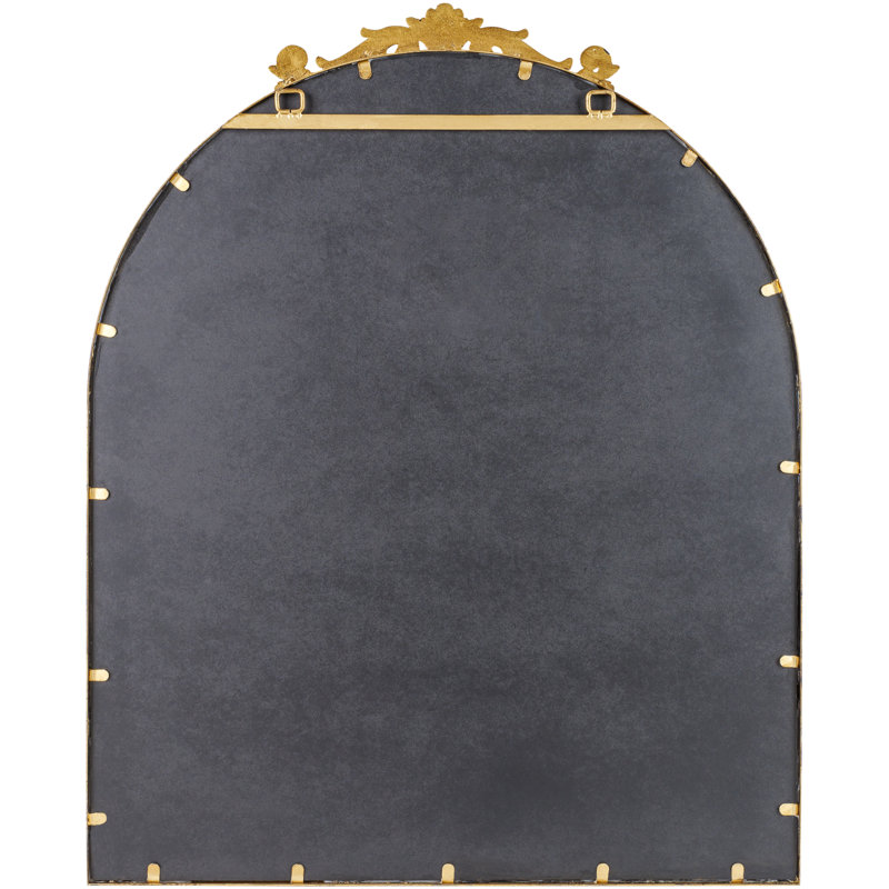 Anzlie Wrought Iron Arch Wall Mirror, 36" x 29", Gold