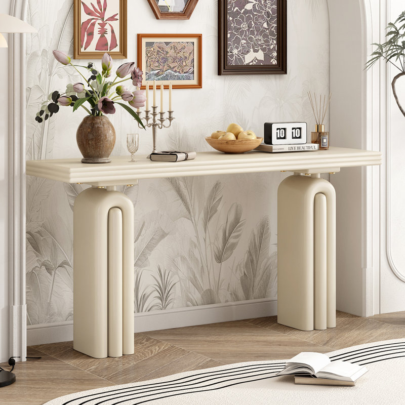 Console élégante et luxueuse en placage d'acacia, Beige