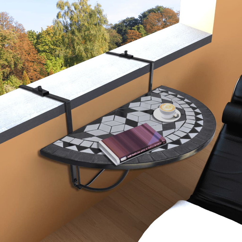 Table de balcon pliable Brozak, Noir