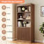 Bibliothèque cannelée de 182 cm (71,6 po), armoire de rangement autoportante avec étagères ouvertes et armoire fermée-1037776388
