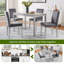 Ensemble de table de salle à manger en bois 5 pièces, ensemble de table de cuisine avec table rectangulaire et 4 chaises rembourrées, ensemble de table de salle à manger en bois avec décoration en cristal-234343198-234343197-234343196