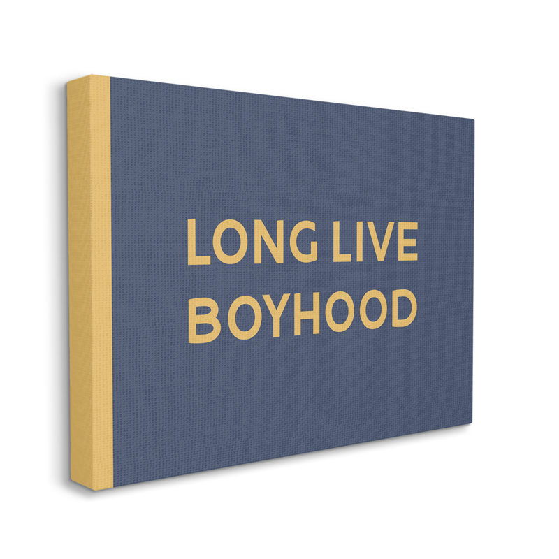 Long Live Boyhood Bold Yellow and Blue Canvas Art Print