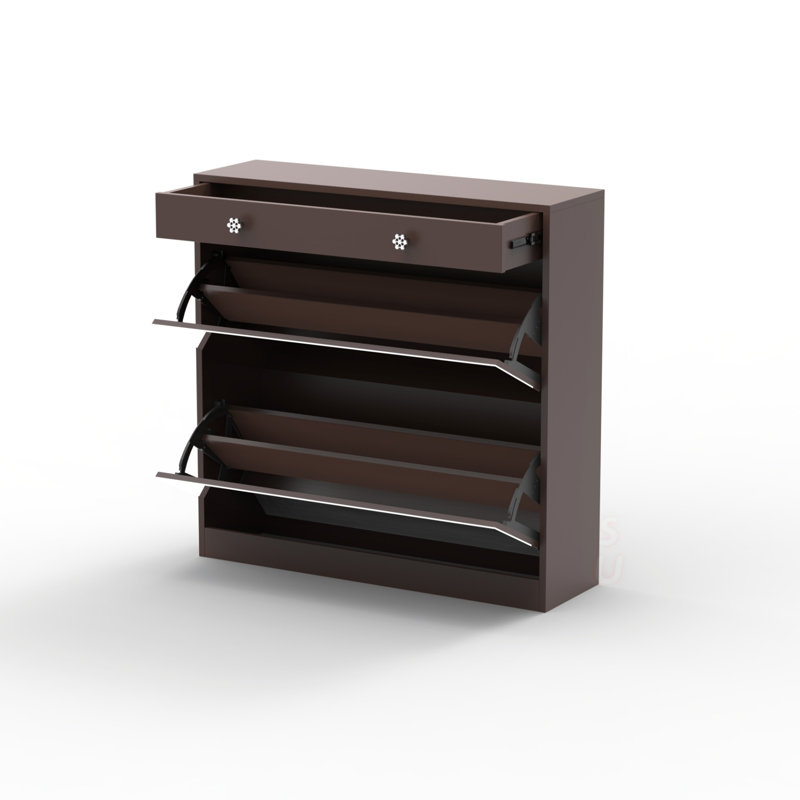 Armoire à chaussures avec 2 tiroirs à miroir, rangement peu encombrant et miroir décoratif pour les entrées