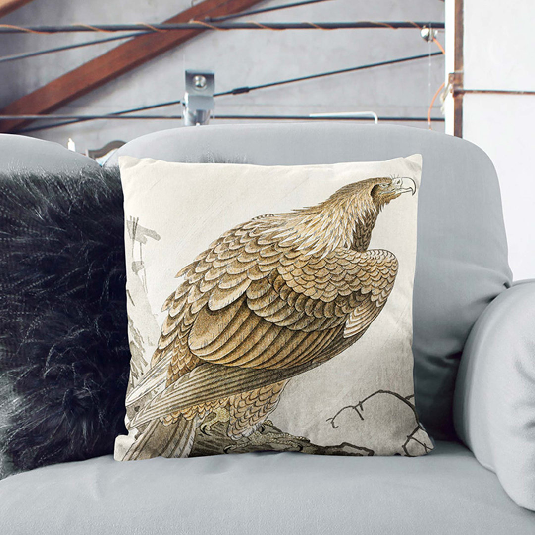 Eagle on a Tree Branch by Ohara Koson Cushion with Filling