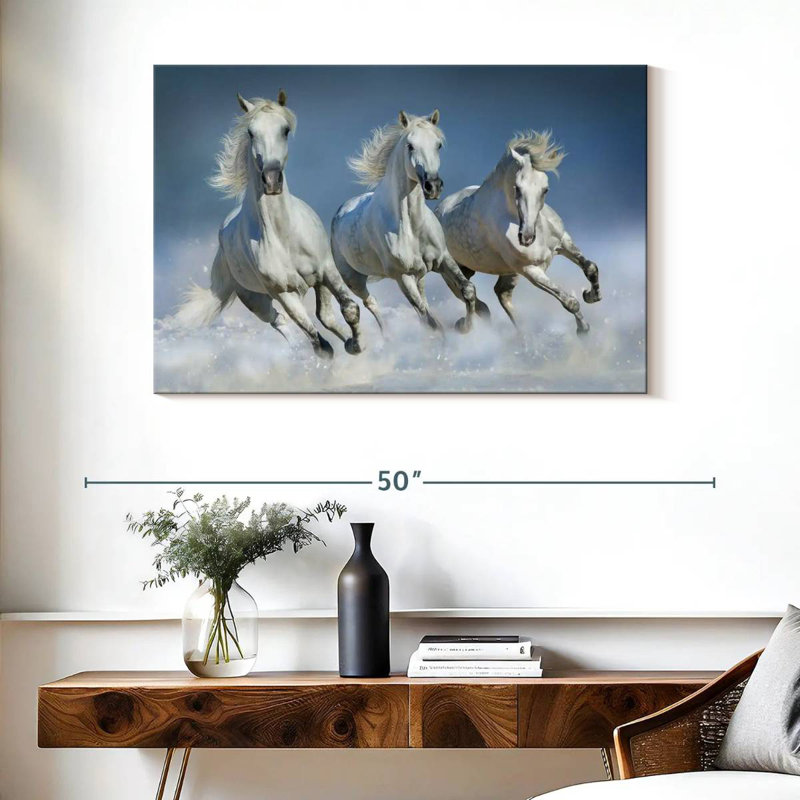 Brampt Dashing White Horses, 26" H x 39" W