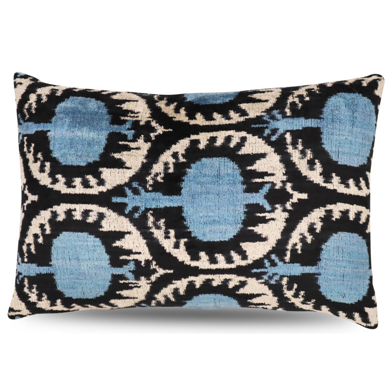 Geometric Throw Pillow, Blue/Black/White