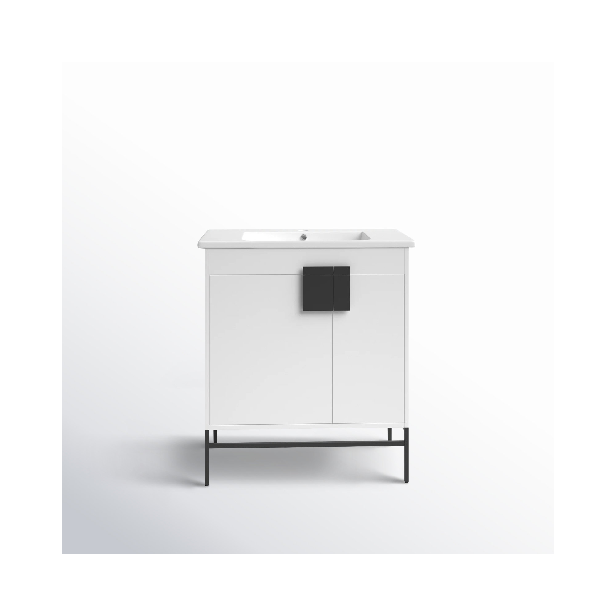 Maisie 30'' Single Bathroom Vanity, White, Black Matte