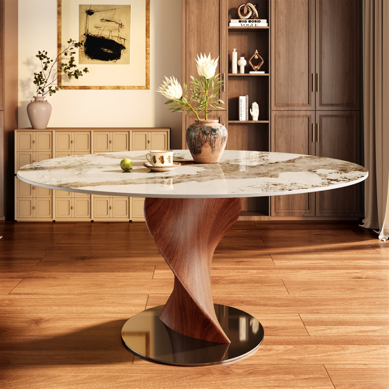 Table de salle à manger Mid-Century, Glossy Sand, H 29,53 po x L 47,24 po x l 47,24 po