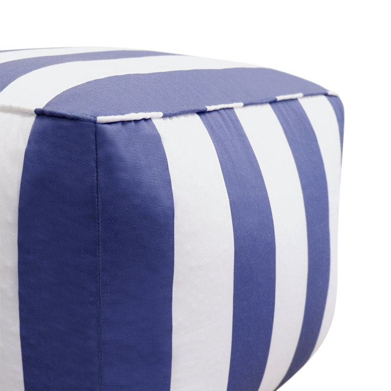 Galaxy Blue and White Striped Polyester Pouf