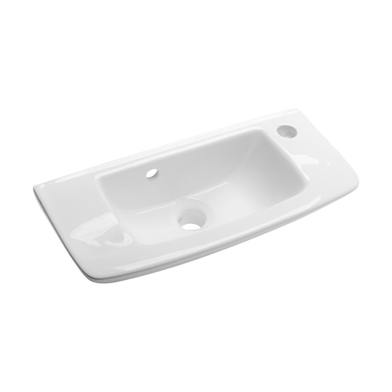 Lavabo de salle de bain mural rectangulaire en céramique blanc avec trop-plein