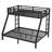 Metal Twin XL over Queen Bunk Bed for Teens & Adults, Space-Saving, Noise-Reduced, No Box Spring Needed, Black Bunk Bed
