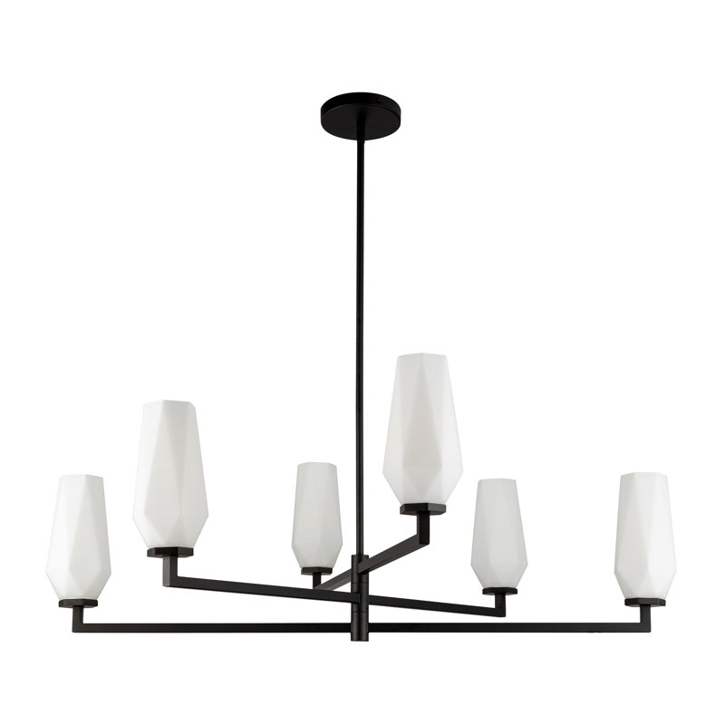 Lustre à niveaux 6 lumières Krysta, Noir mat