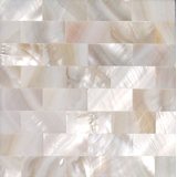 4" x 4" Authentic SeaShell Tile Seamless Brick Mosaic Insert in Veined White Mother of Pearl