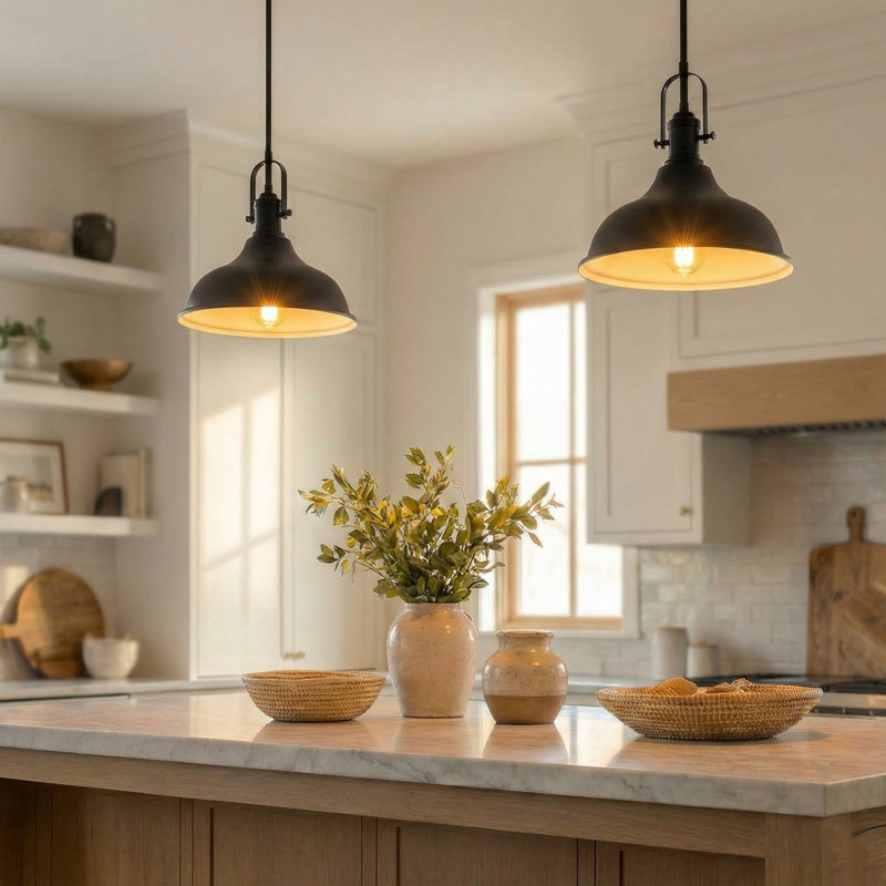 Luminaire suspendu simple en forme de dôme Piccirillo, Noir mat