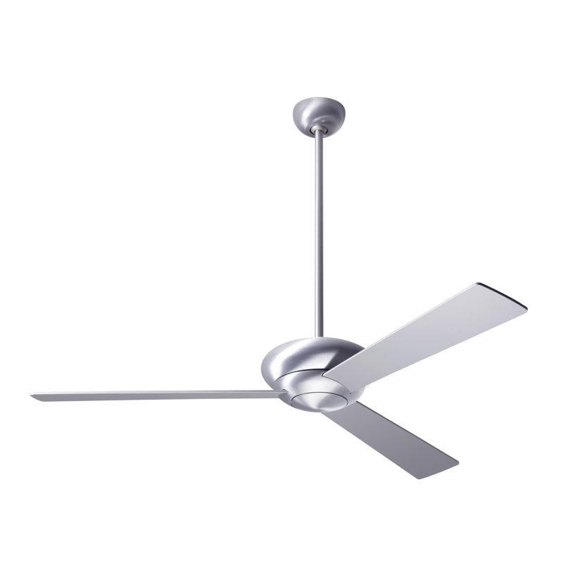 Downrod Ceiling Fan, Brushed Aluminum, Wall Control with Remote Handset (2-wire), Aluminum