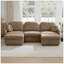 Canapé surdimensionné en U de 105 po en chenille, canapé à assise profonde avec repose-pieds mobile, coussins ronds exquis et coussins de dossier matelassés, pieds à cadre encastré, assemblage facile, convient au salon, café léger-239152619-239152622