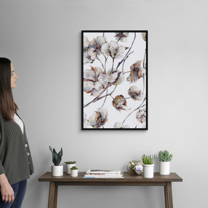 Reproduction d’art sur toile, "Cotton II" par Incadd, H 32 po x l 22 po x P 1,75 po, Cadre noir
