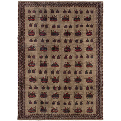 Isolde One-of-a-Kind Rectangle 6'8" X 9'3" 1980s Wool Area Rug in Red/Tan/Dark Brown