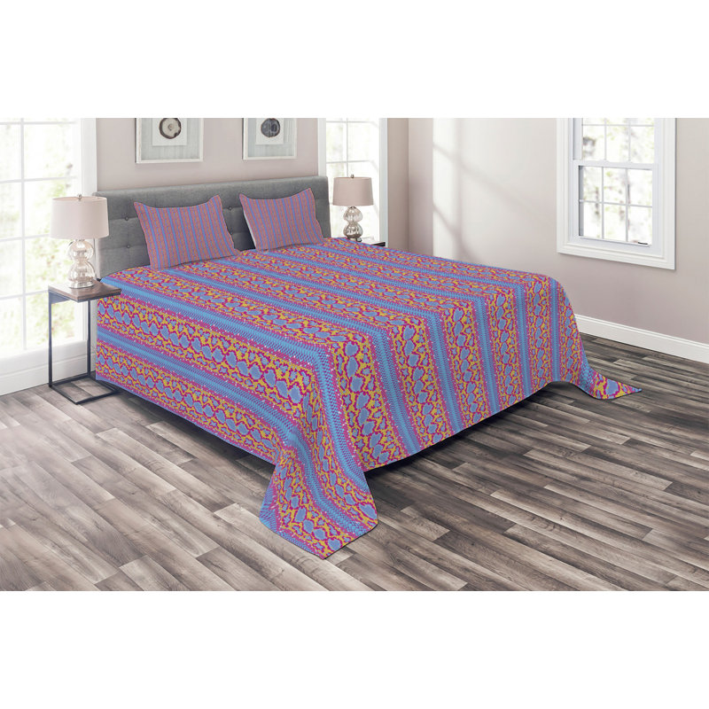Glam Striped Coverlet, Blue/Pink