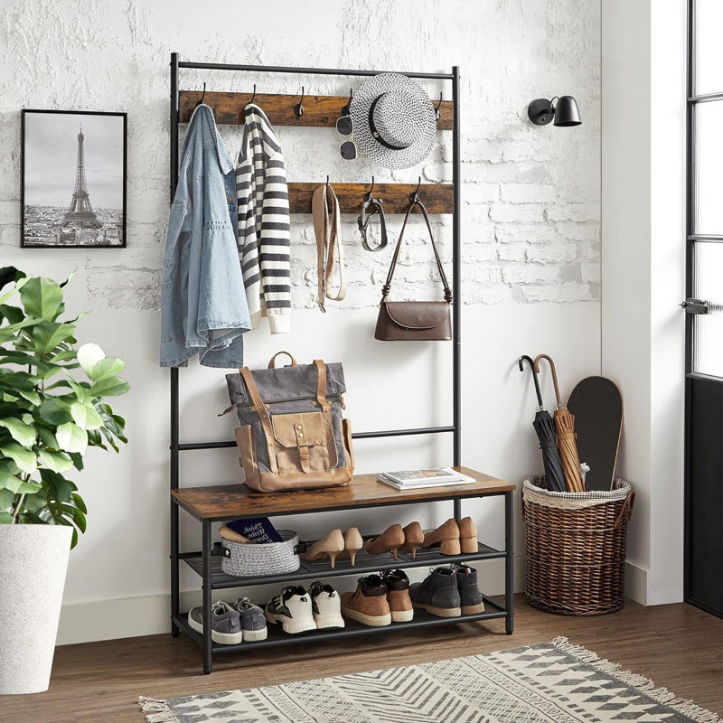 Entryway Bench With Coat Rack