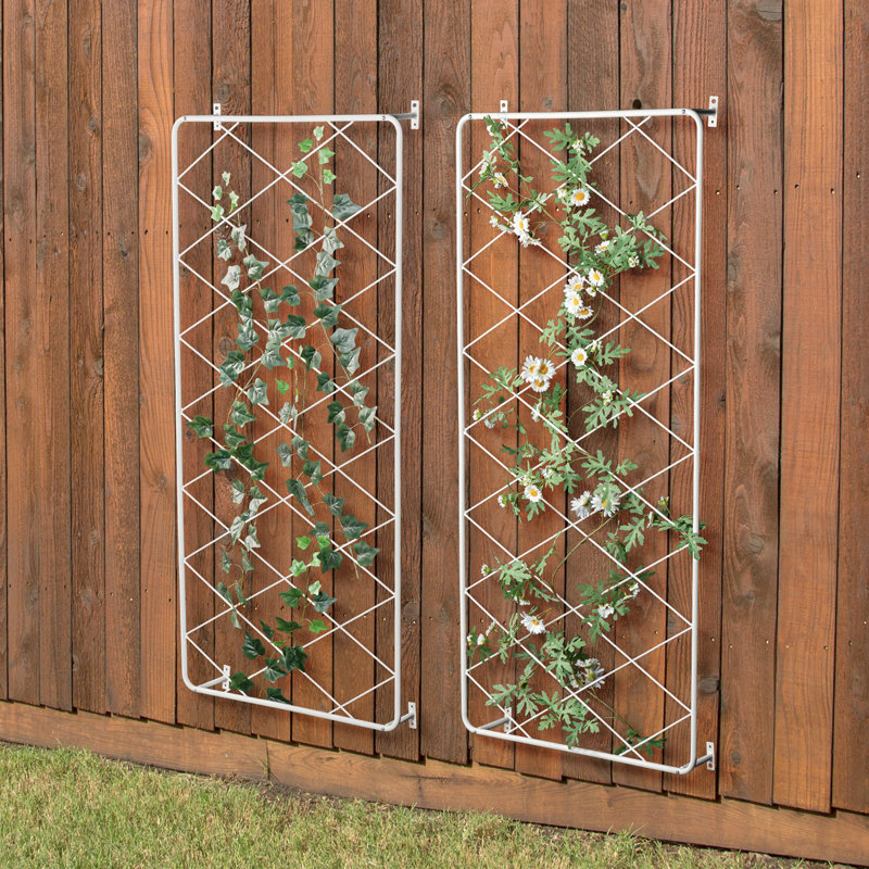Ensemble de treillis de jardin en métal blanc 2 pièces