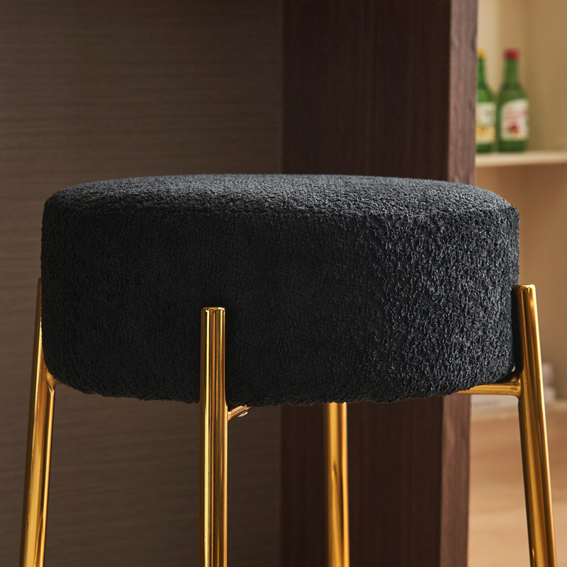 24" Tall, Round Bar Stools, Set Of 2 - Contemporary Upholstered Dining Stools For Kitchens, Coffee Shops And Bar Stores - Includes Sturdy Hardware Support Legs