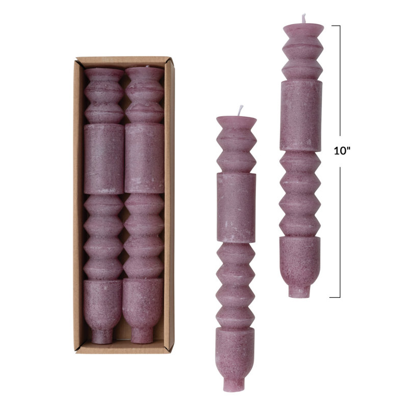 Bougies totem non parfumées en boîte, Mauve clair