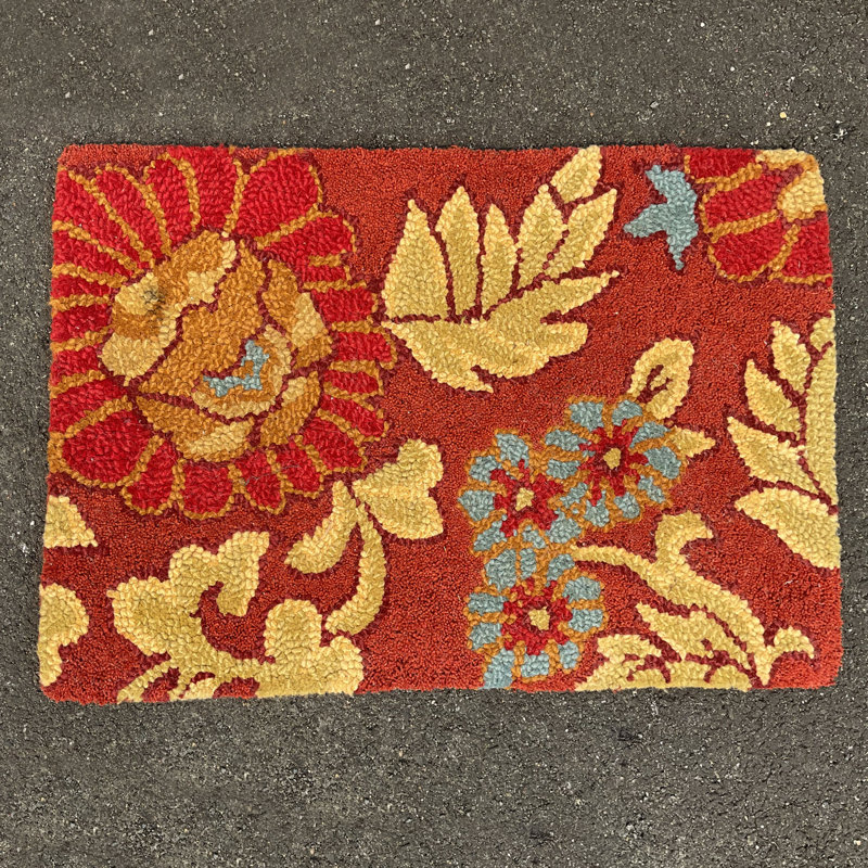 Wool Floral Indoor Rug, Rectangle 1'9" x 2'6"