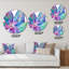 Turquoise et mauve orchidée - cercle traditionnel en métal, art mural-68852331